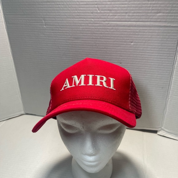 Amiri Logo Trucker Hat Red Mesh
